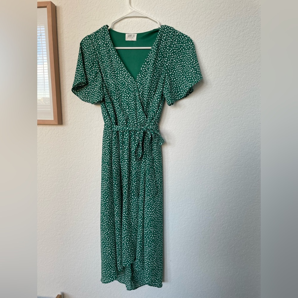 Green tie dress